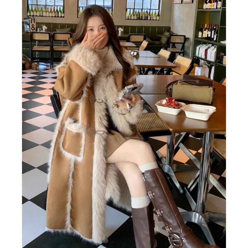 Luxury Faux Fur Coat Women Winter Warm Long Plush Jacket High Quality Fleece Lined Outerwear
