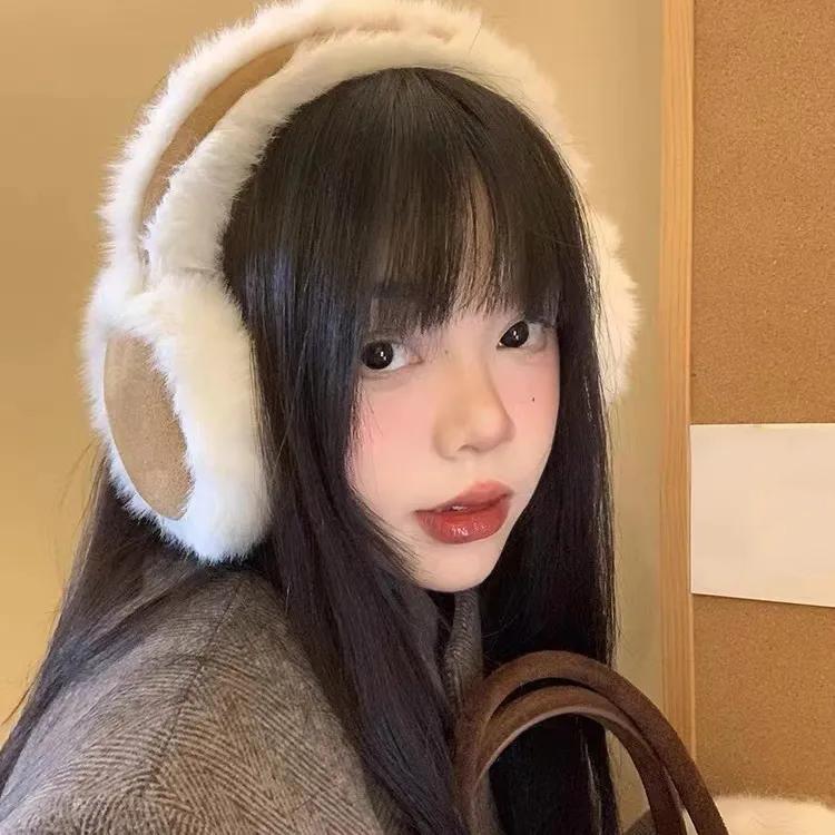 WTEMPO 1PC Maillard Style Warm Plush Earmuffs Cold-proof Windproof Cozy Soft Foldable Comfortable Ear Warmers