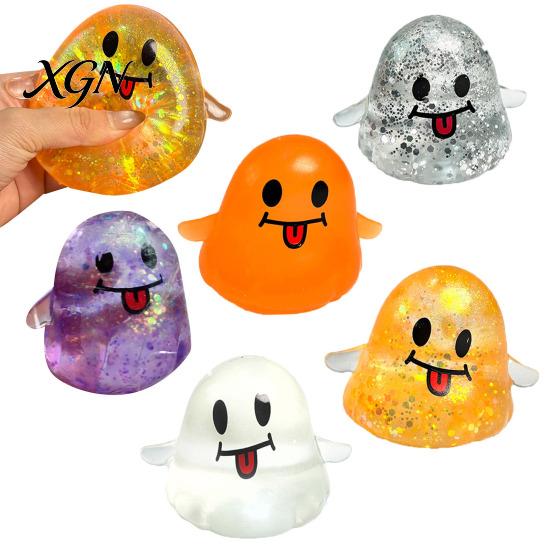 Ghost Fidget Toy Glitter Squeeze Stress Relief Transparent TPR Ball Slow Rising Decompression Sensory Halloween Party Favors