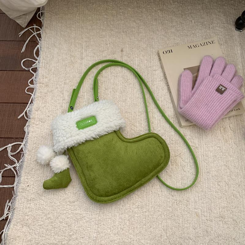 Милая сумка для ботинок женская осень-зима 2025 новая трендовая ретро замшевая сумка для мобильного телефона универсальная сумка-мессенджер плюшевая сумка
