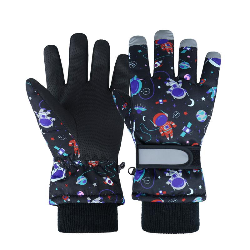 Зимние детские горнолыжные перчатки, утолщенные водонепроницаемые детские перчатки для катания на сноуборде, детские зимние перчатки для мальчиков и девочек