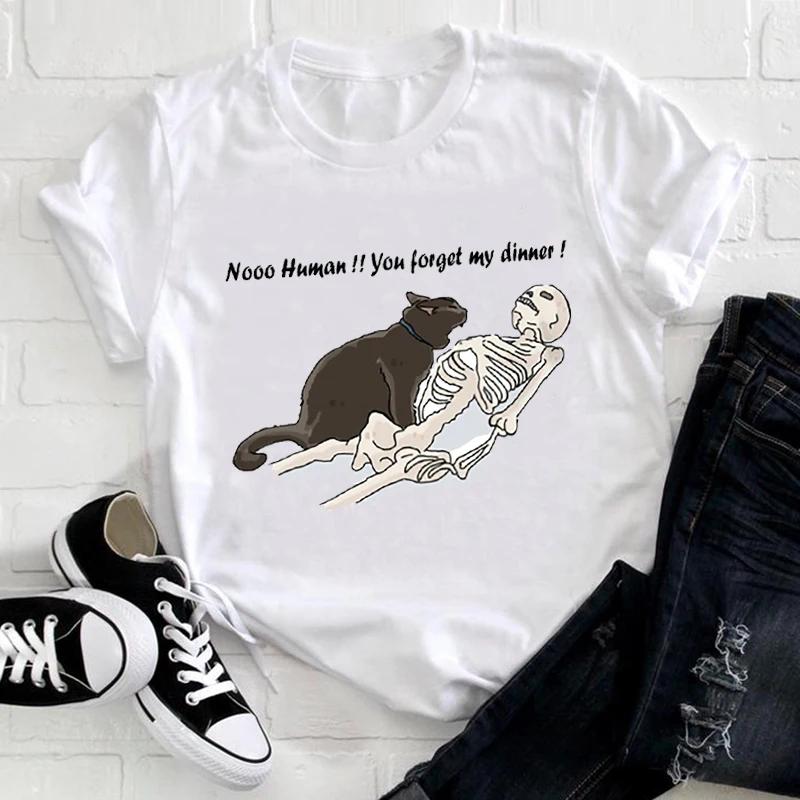 Cute Cat Print T-shirt Fun WoCute Face Animal Stripes Clothing 2025 Graphic T Shirts Women Clothing Summer Streetwear Y2K