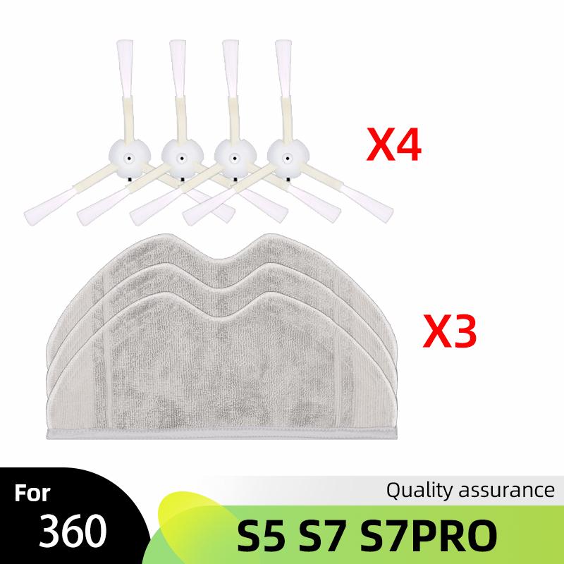 Spare Main Side Brush Mop Cloth Wipe Hepa Water Filter for Qihoo 360 S5 / S7 Pro Robot Vacuum Cleaner Cleaning Accessories