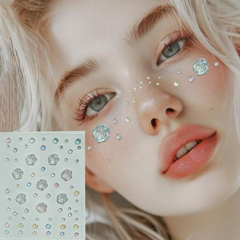 Rhinestones Temporary Diamond Gems Sticker Crystal Tattoo Adhesive Festival Party Eyes Face Body Makeup Nail Art Decor Sticker