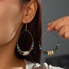 Винтажные этнические серьги-кольца с бирюзовыми бусинами для женщин - Идеально подходят для поездок на работу или вечеринок.