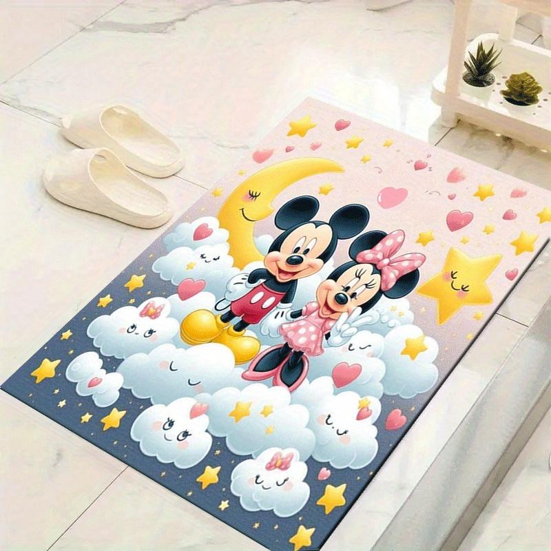 1pc Mickey and Minnie Pattern Area Rug Soft Flannel Floor Mat for Living Room,Office,Bedroom and Carpet,Sofa Coffee Table Floor Mat