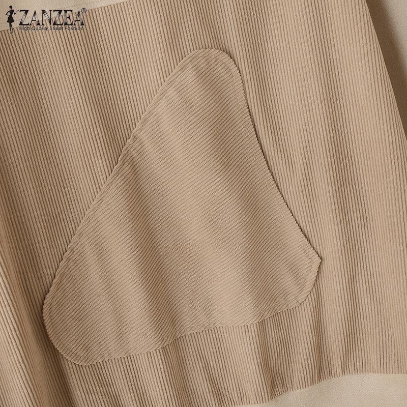 ZANZEA Women Casual Long Sleeve Patchwork Pullover Hoodies