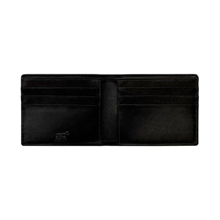 Montblanc Artisan Series 6 Card Slots 2 Bill Compartments 4 Insert Pockets Grain Leather Card Holder Wallet Men Wallet Black MB113209