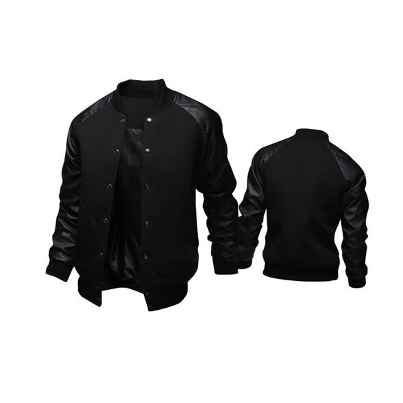 Мужская бейсбольная куртка с большим карманом и кожаным рукавом, тонкие дизайнерские пальто