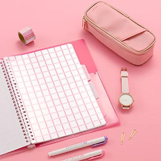 Iroha Publishing Study Pen Case Gap PALE PURPLE PU Leather Pouch with Removable Snap Divider Exterior & Interior Pockets Stationery Bag