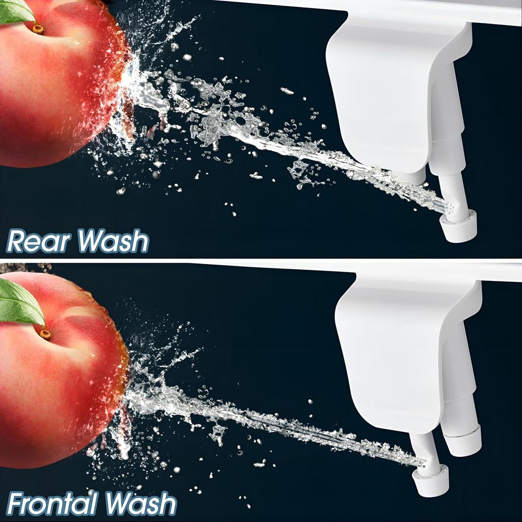 BIGCOW Ultra Slim Non Electric Dual Nozzle Bidet for Front and Rear Wash – Toilet Attachment with Metal Inlet and Adjustable Water Pressure