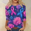 Женская модная повседневная блузка с рукавами 7/8, принтом, свободного кроя, с круглым вырезом
