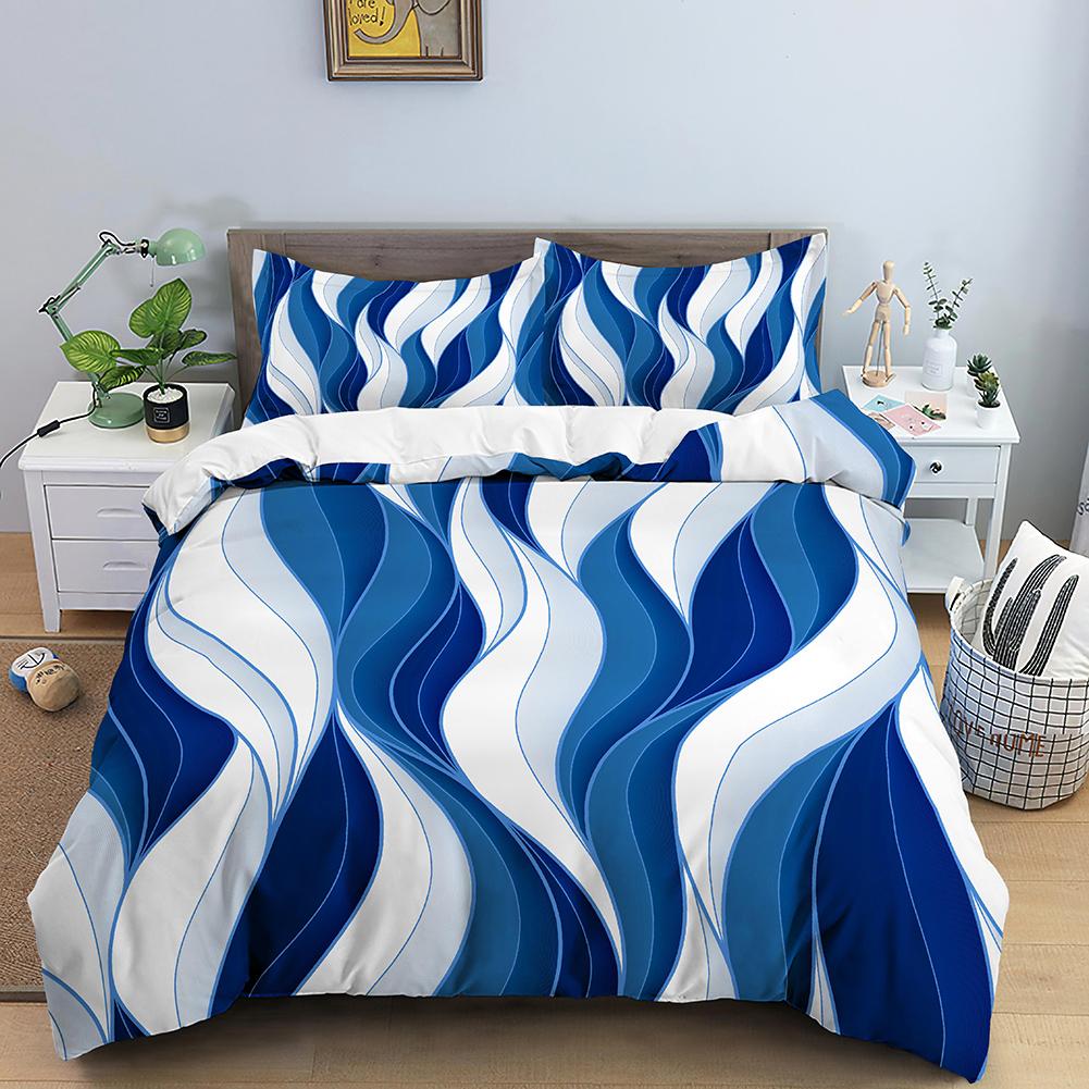 Wave Duvet Cover Set Colourful Geometric Pattern Bedding Nordic Style Polyester Quilt Cover Bed for Kids Teens Adults King Queen