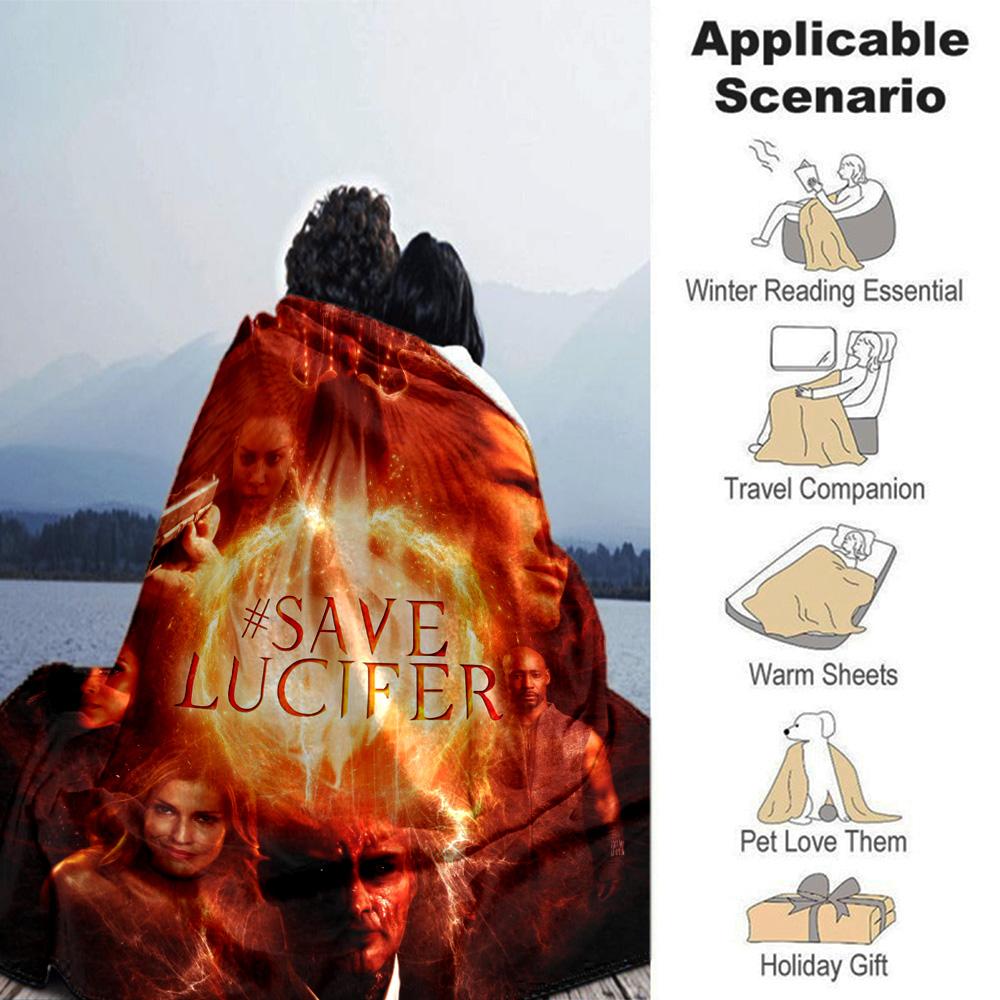 Save Lucifer Campaign Flannel Blanket Super Soft Warm Cozy Blanket For Sofa Bed Office Travel Allseason Home Decor Gift