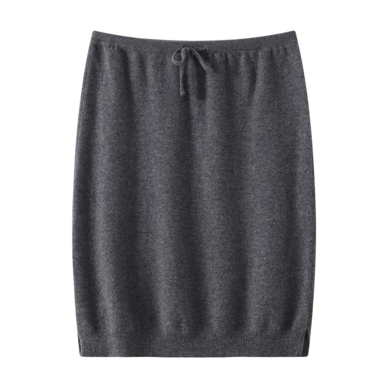 Lekasha 100% Cashmere Elastic Waist Short Skirt