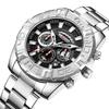 AOCASDIY Self-Owned Brand Fashion Domineer Dial Hollow-Out Design Full Function Men's Steel Belt Quartz Waterproof Watch