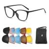 Cat Frame 6 In 1 Polarized Sunglasses Magnetic Clip And Prescription Glasses Frames Men Women Fashion Optical Magnet Clips