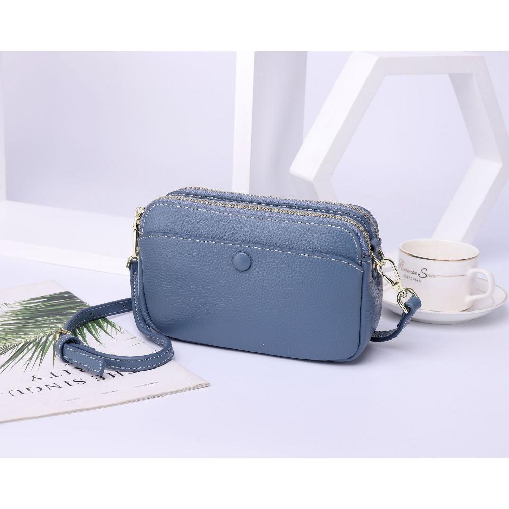 Женская сумка на плечо из коровьей кожи, сумка кроссбоди с несколькими отделениями на молнии, практичная женская сумочка, простая маленькая квадратная сумка