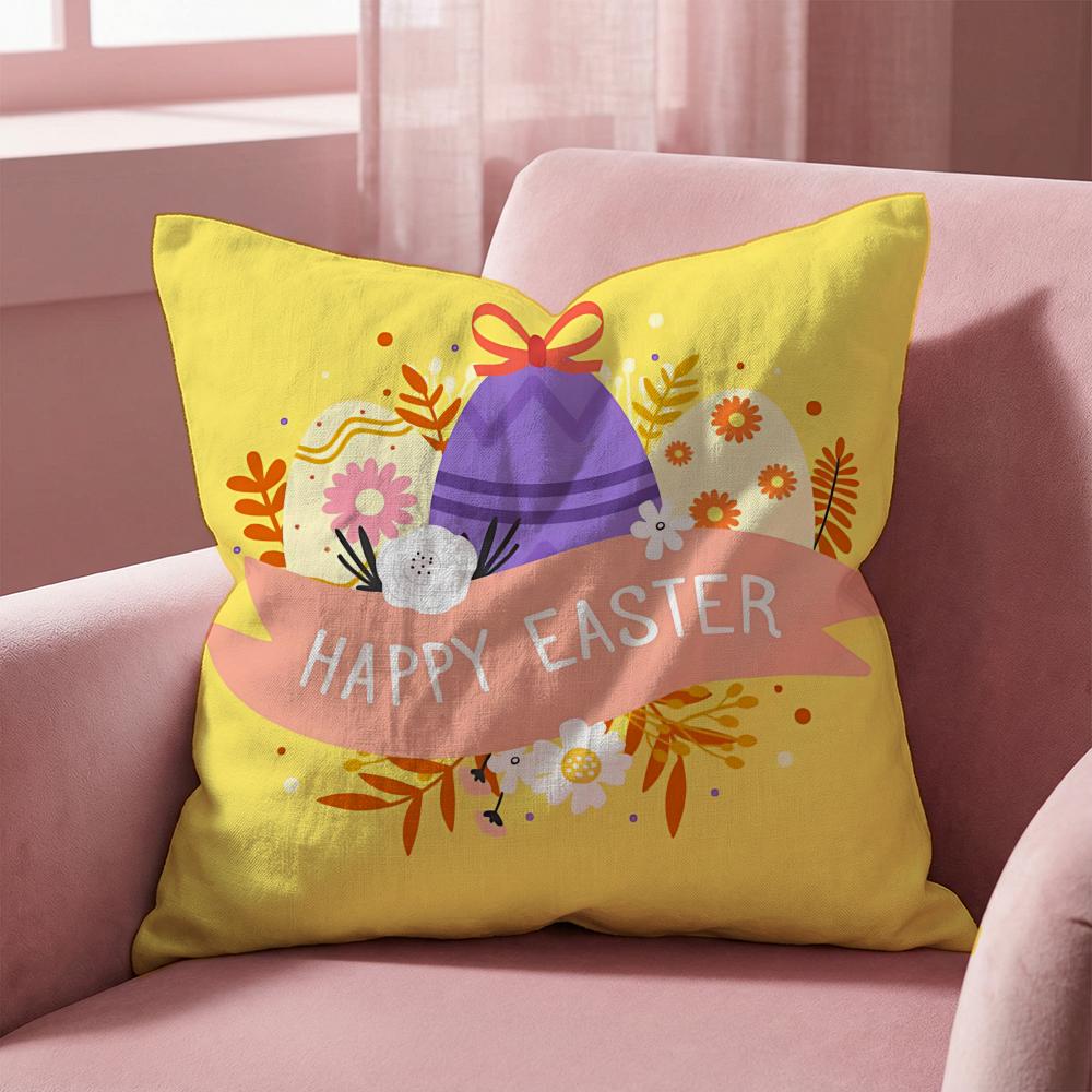 Holiday Easter Cushion Cover MultiScene Pillow Cover for Home Car Reversible Soft Durable for Daily Use