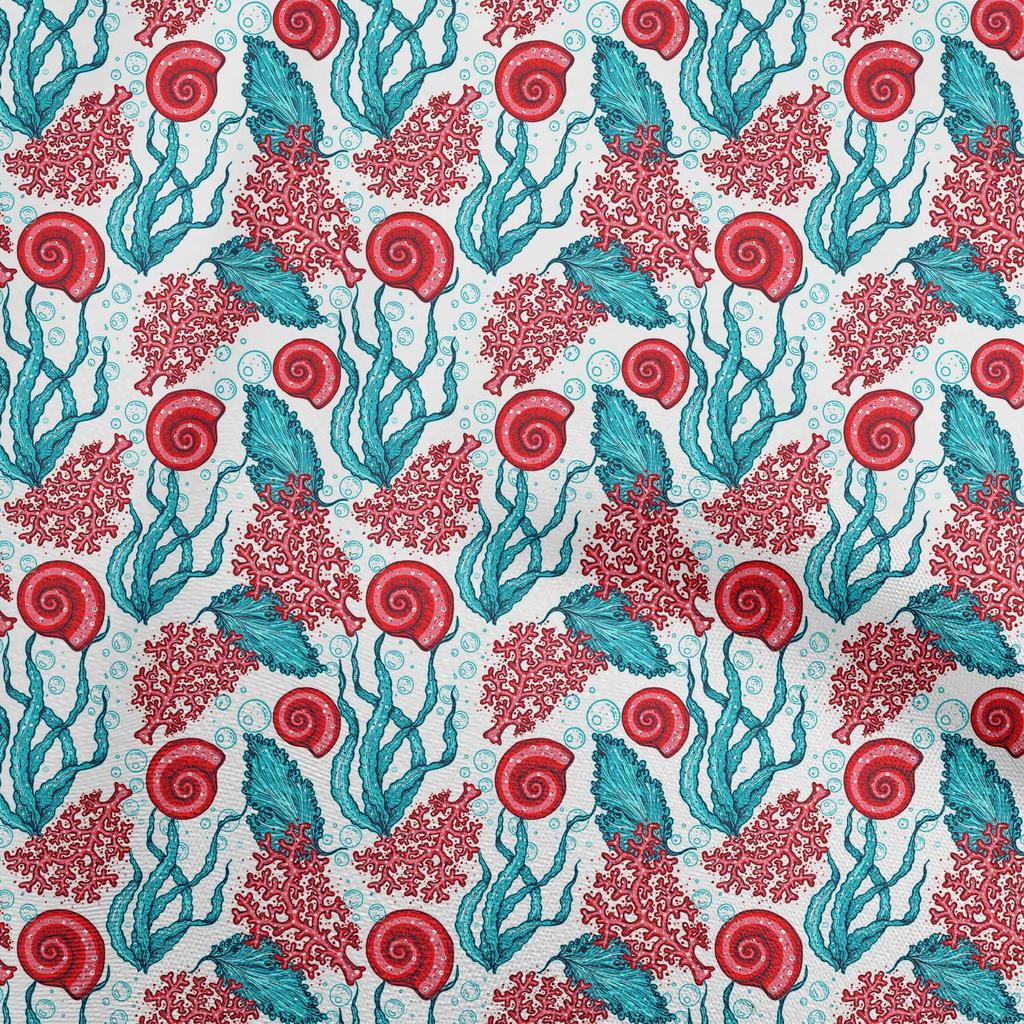 oneOone Хлопчатобумажная гибкая пыльно-бирюзовая зеленая ткань, морские ракушки, океанский швейный материал, ткань с принтом в ярдах, 40 дюймов