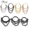 Alisouy 1pc Stainless Steel Tassel Chain Clicker Nose Septum Ring Segment Daith Helix Hoop Nostril Earring Body Piercing Jewelry