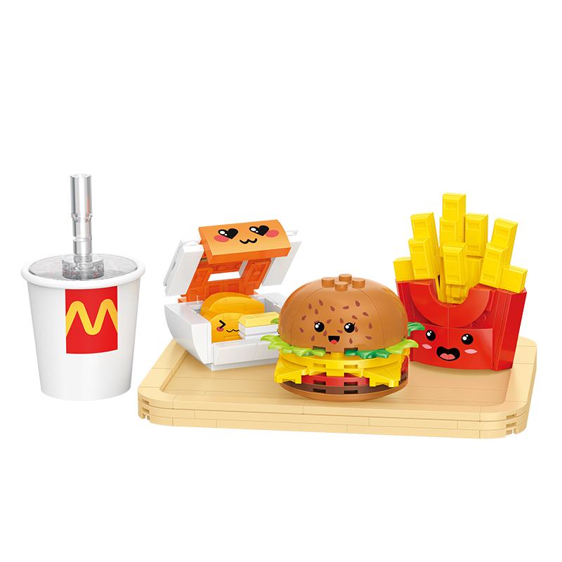 261PCS Fast Food Set Building Blocks Mini Bricks Hamburger Fries Chicken Nuggets Models Kids Kitchen Toys