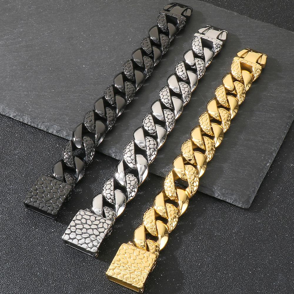 25 мм толстый браслет из кубинских звеньев в виде змеи для мужчин, прочный браслет из нержавеющей стали в стиле хип-хоп, мужские 9,06-дюймовые байкерские панк-ювелирные изделия, подарки