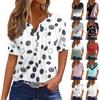 Women's T Shirt Tee Print Button Short Sleeve Tunic Daily Weekend Fashion Basic V- Neck Regular Top