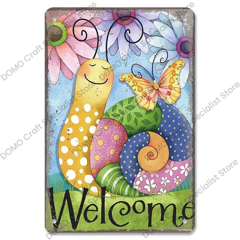 Приветственный плакат, металлическая пластина, винтажная тыква, подсолнух, птица, металлические жестяные знаки, настенный декор, садовая дверь, кафе, вечеринка