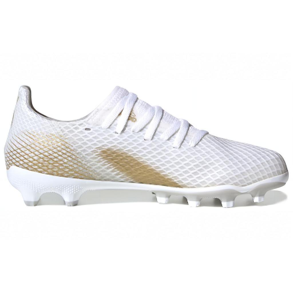 Adidas X Ghosted .3 Mg J Профессиональные Сетчатые С Круглым Носком На Шнуровке Нескользящие Прочные Низкие Детские Футбольные Бутсы Детские Футбольные Бутсы Белый Платиновый EG8155