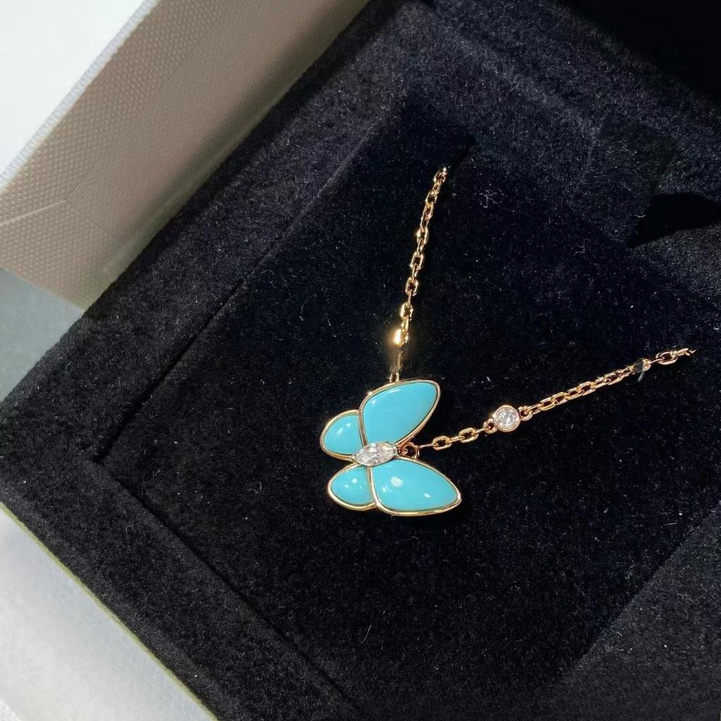 Ожерелье Бабочка Белое Перламутровое Голубое Бирюзовое Универсальное Женское Ожерелье