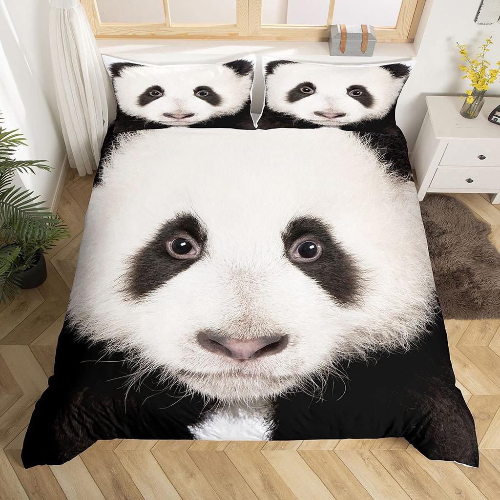 Panda down quilt cover pink cute comfortable bedding soft and comfortable