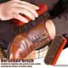 3Pcs Horsehair Shoes Brush Kit with Wood Long Handle Real Horse Hair Soft Polishing Tool for Leather Shoes Suede Polish Care