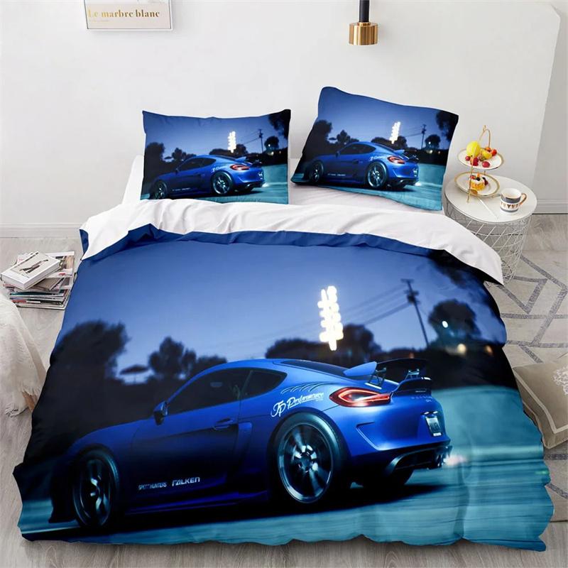 Sports Car King Queen Duvet Cover Cool Colorful Supercar Pattern Bedding Collection For Men Adult Race Car 23Pcs Polyester Quilt Cover