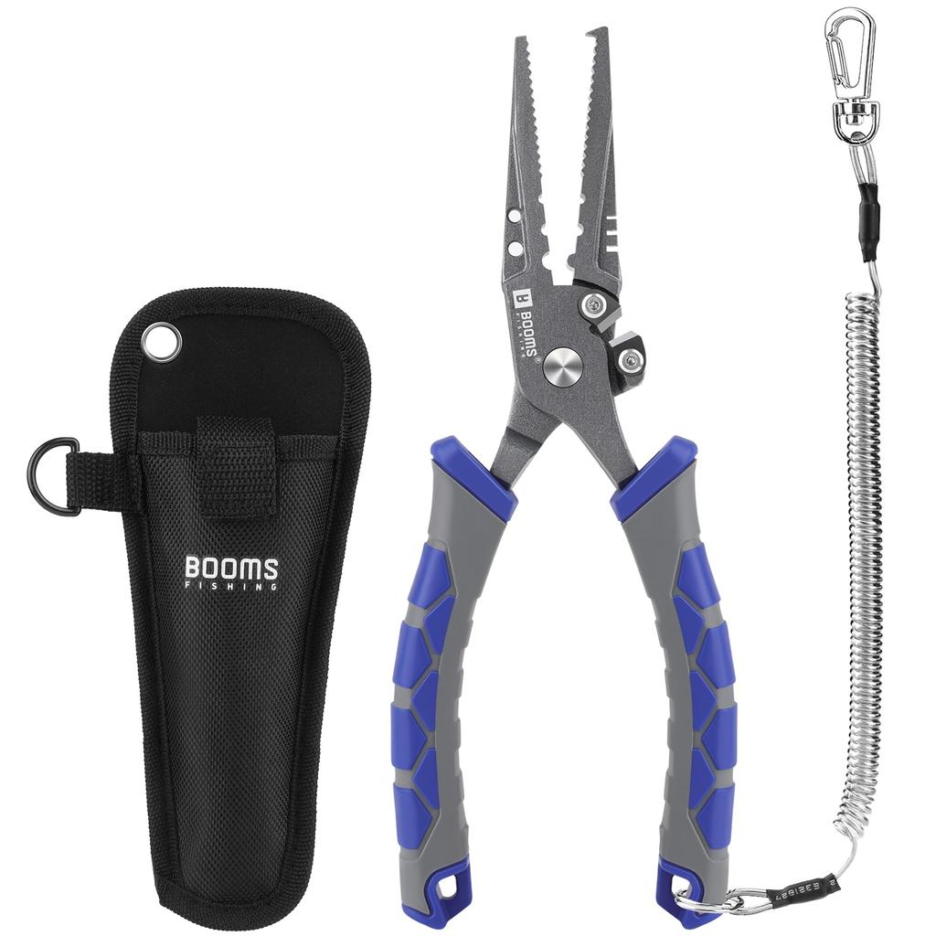 Booms Fishing XW12 Fishing Pliers High Carbon Steel Needle Remover Hook Remover Split Ring Opener Sinker Crusher with Butt Rope and Dedicated Nylon