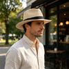 Foldable Summer Sun Men Paper Straw Hat, Breathable Wide Brim UV Protection Beach Hat for Outdoor Vacation Travel