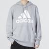 Adidas Letter Logo Print Drawstring Hoodie Men Sweatshirt Gray IC9364