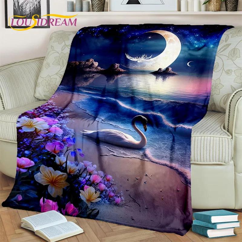 3D Dream Love Swan Cartoon Cygnus Подарочное одеяло для девочек, мягкое одеяло для дома, спальни, кровати, дивана, дорожного чехла для пикника, детское одеяло
