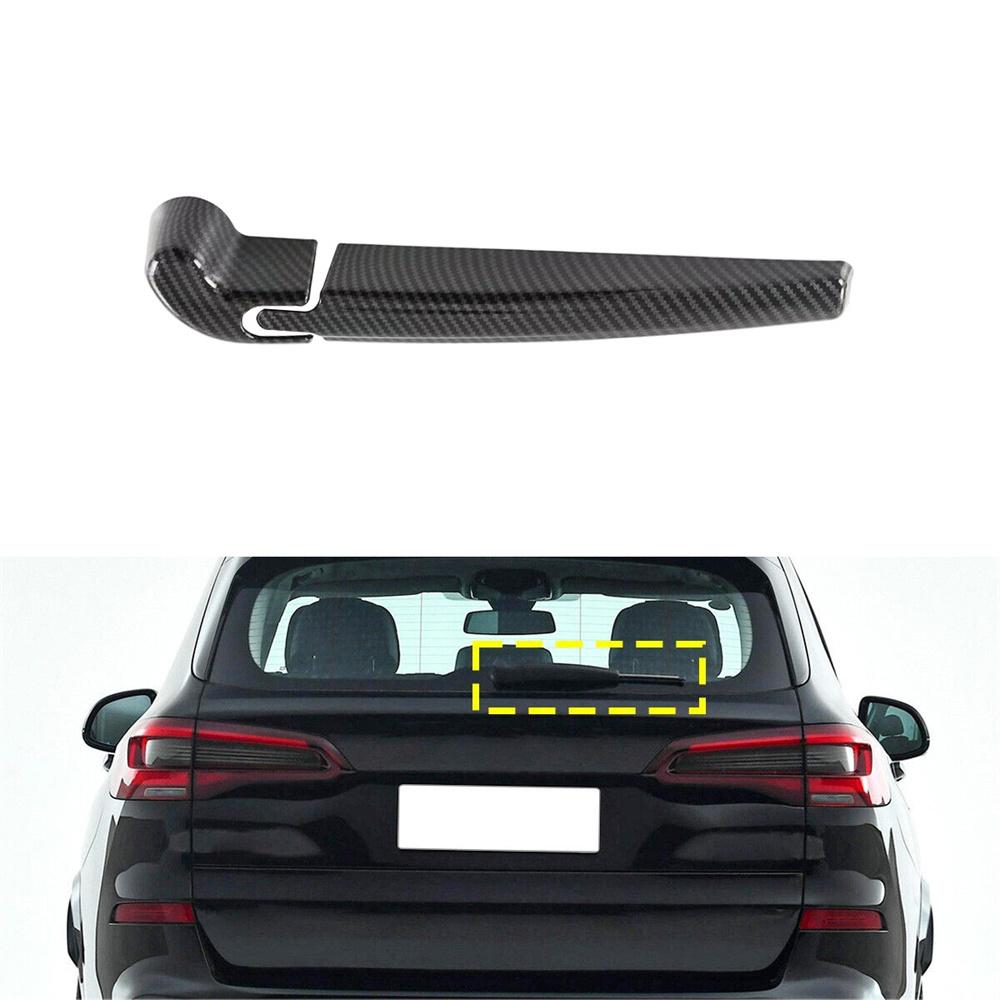 Carbon Fiber Look Rear Windshield Rain Wiper Moulding Cover For BMW X5 G05 19-22
