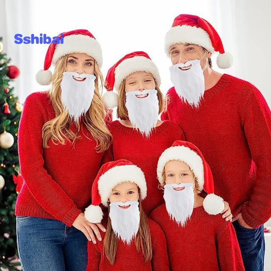 Рождественская борода Санта-Клауса, реалистичная вьющаяся, пушистая, мягкая резинка для взрослых и детей, косплей Санта-Клауса, искусственный белый руль, усы, костюм для вечеринки, реквизит