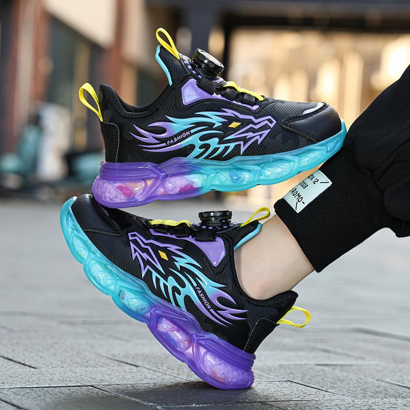 Kids PU Sport Sneakers Three Color Casual Walking Shoes Sizes 28-39 for School Play Training Travel and Everyday Active Wear
