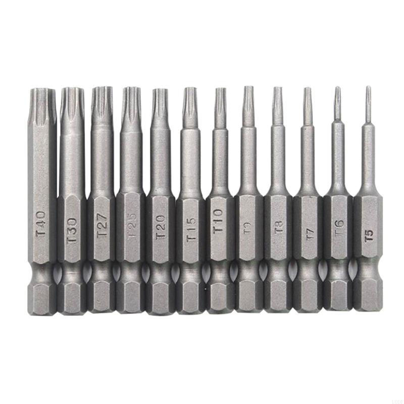 Universal 50mm 1/4 Inch T5-T40 Torx Head Drill Screwdriver Bit Head Bit Powerful Electric Screwdriver 12x