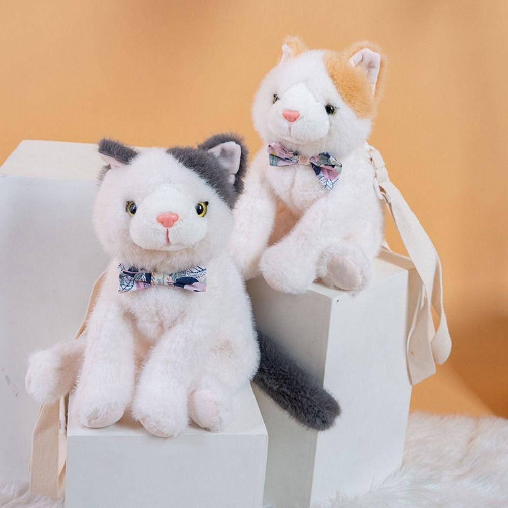 Fluffy Realistic Plush Cat Toys Soft Cat Plush Shoulder Bag Soft Cat Stuffed Toy Children Girl