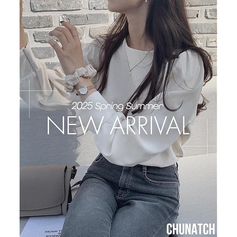 [Tunatch] Blouse Long Sleeve Shirt Puff Sleeves Cut and Sew Round Neck Thin Simple Spring Summer Autumn Ladies Cute Stylish Commute Commuting To