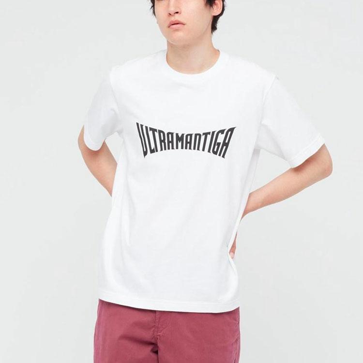 Uniqlo Футболка с круглым вырезом и принтом, короткий рукав, мужская, серия Ультрамен, коллаборация, белая, 438038-00