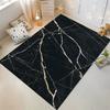 Black Marble Patterned Rug with Gold Veins Non-slip Rug Suitable for Living Room and Bedroom Sofas