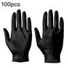 100Pcs Black Nitrile Disposable Gloves Medical Exam Latex Powder-Free Food Safe Textured Fingertips