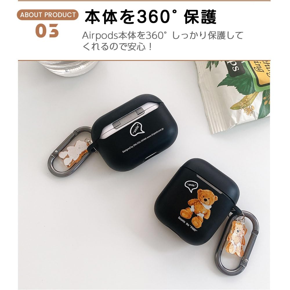 ONLYOU Airpods pro stylish Korean Airpods pro2 cute TPU teddy bear bear clear design Airpods pro cover couple matching earphone case carabiner hook