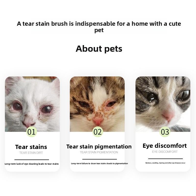 Pet Tear Stain Remover Brush Gentle Eye Cleaning Tool for Cats Dogs Remove Eye Dirt Tear Marks Grooming Care Pet Daily Supplies