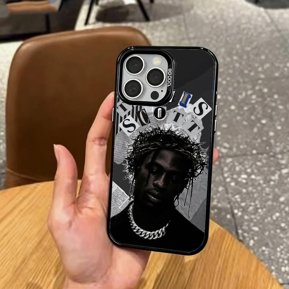 Чехол для телефона T-Travis S-ScottS Певец Для iPhone17,16,15,14,13,12,11 Plus,Pro Max Цветной Посеребренный Внутренняя крышка